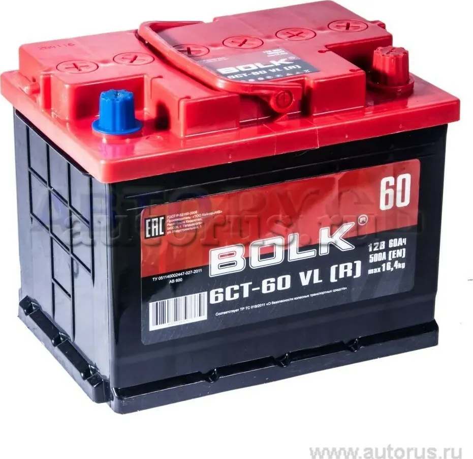АКБ Bolk 60Ah 500A [242*175*190] обратная полярность Bolk. Артикул AB600