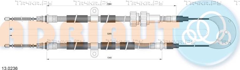 Трос ручника (тросик ручного тормоза) Adriauto. Артикул 13.0236
