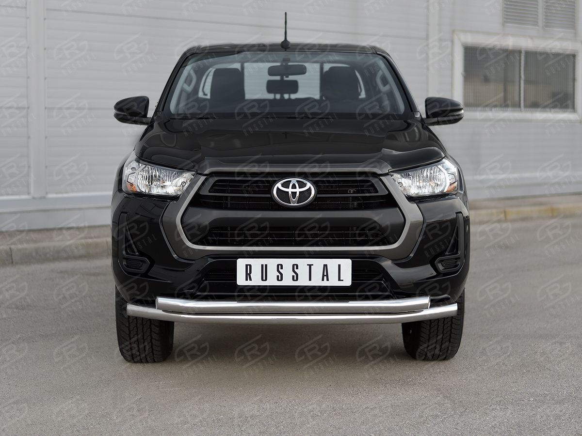 Защита RusStal переднего бампера d63 секции d63 секции для Toyota Hilux VIII 2020-2026. Артикул THZ-003495