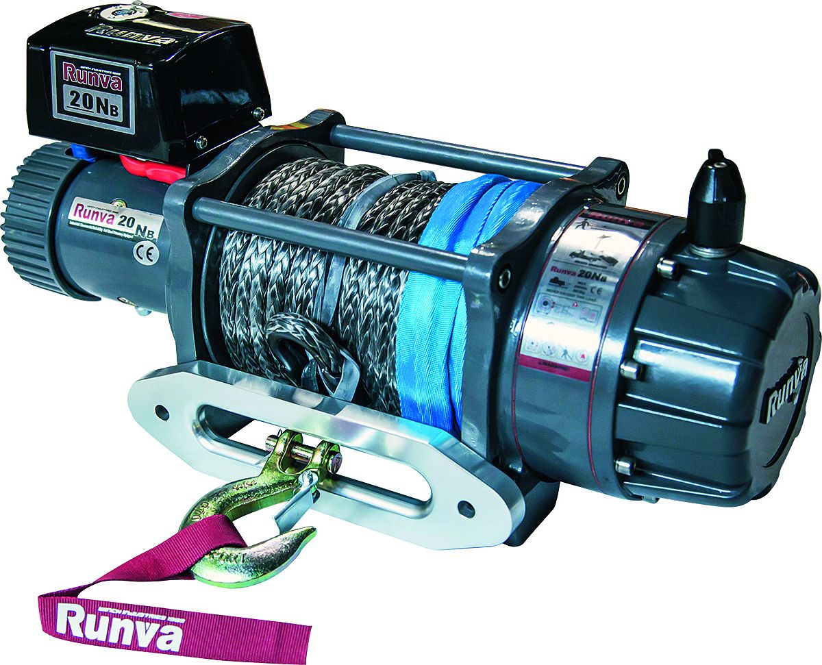 Лебёдка электрическая 12V Runva 20000 lbs 9072 кг (влагозащищенная) синтетический трос. Артикул EWB20000USR