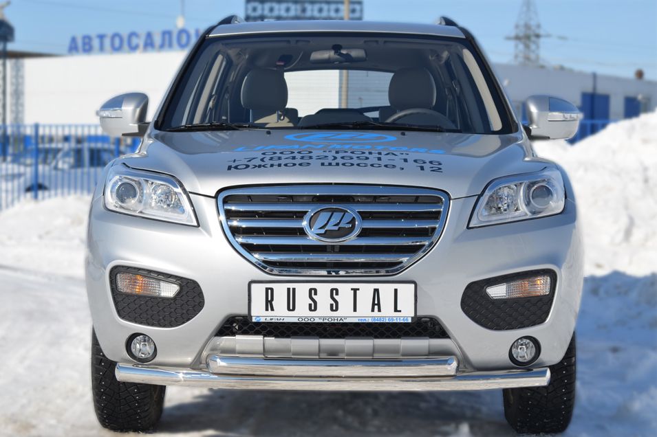 Защита RusStal переднего бампера d63 (секции)/d63 (дуга) для Lifan X60 2012-2016. Артикул LFZ-001236