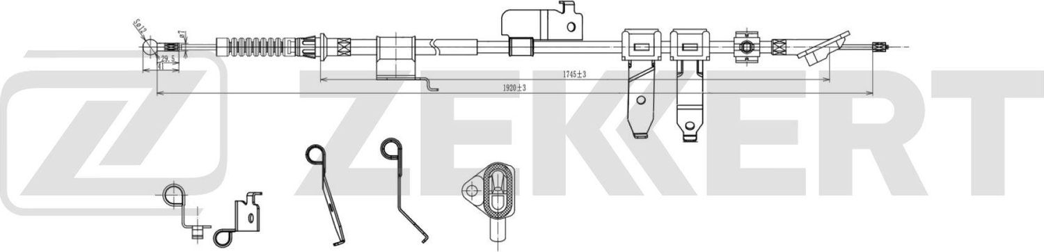 Трос ручника (тросик ручного тормоза) Zekkert. Артикул BZ-1248