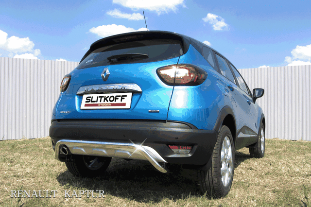 Защита Slitkoff заднего бампера d42 скоба для Renault Kaptur 2WD 2016-2026. Артикул RK2WD008