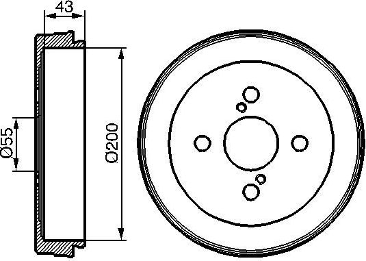 Тормозной барабан Bosch задний для Toyota Raum II 2003-2011. Артикул 0 986 477 138