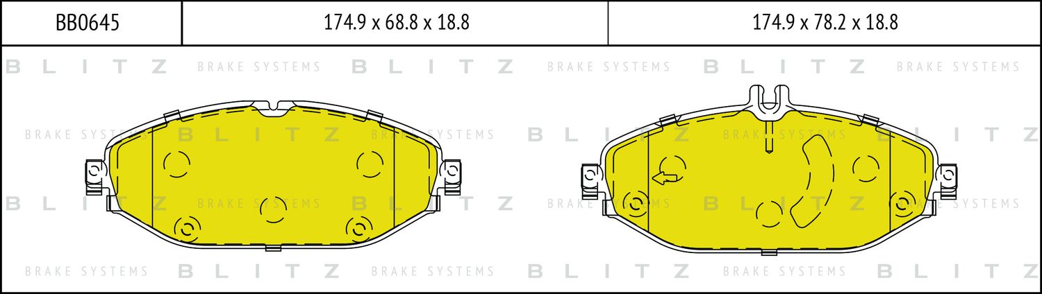 Колодки тормозные дисковые передние (Blitz). Артикул BB0645