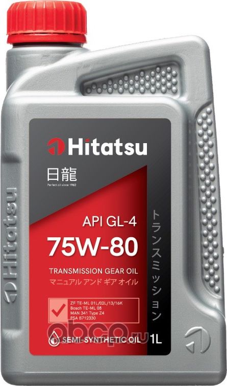 Масло трансмиссионное синтетическое 75W-80 1л (Hitatsu) Hitatsu. Артикул 75W80H11