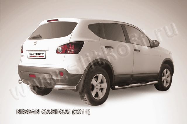 Защита Slitkoff задняя d57 уголки для Nissan Qashqai I 2010-2013. Артикул NIQ11-011