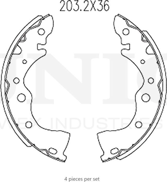 Колодки тормозные барабанные, комплект (Unio). Артикул BRP-10107