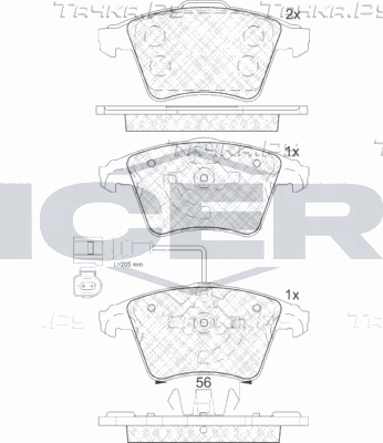 Тормозные колодки Icer передние для Volkswagen Transporter T4 1992-2003. Артикул 181779