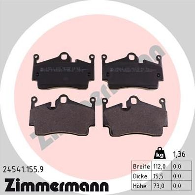 Тормозные колодки Zimmermann pb:z. Артикул 24541.155.9
