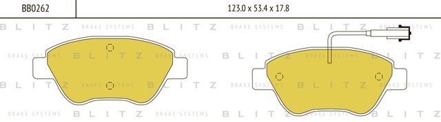 Колодки тормозные дисковые передние FIAT Gande Punto/Doblo/Idea/Stilo 2001 (Blitz). Артикул BB0262