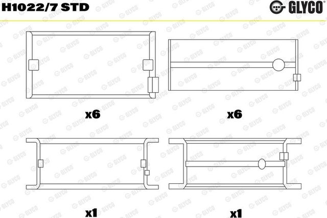 Вкладыши коренные Glyco. Артикул H1022/7 STD