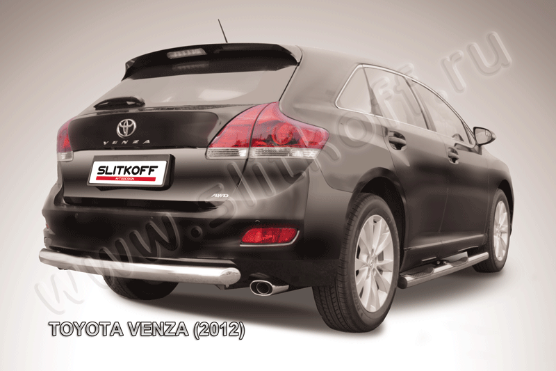 Защита Slitkoff заднего бампера d76 радиусная для Toyota Venza 2012-2026. Артикул TVEN010