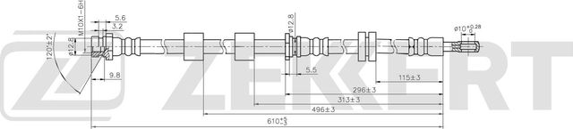 Тормозной шланг Zekkert передний левый для Mitsubishi Outlander XL 2006-2012. Артикул BS-9565