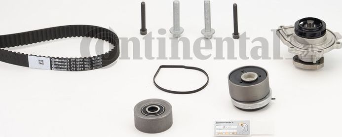 Помпа (водяной насос) с комплектом ремня ГРМ ContiTech. Артикул CT1077WP2