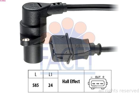 Датчик положения коленвала Facet Made in Italy - OE Equivalent. Артикул 9.0082