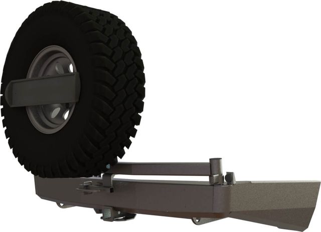 Бампер силовой STC задний для Mitsubishi Pajero Sport II 2008-2015 c квадратом под фаркоп, кронштейном крепления запасного колеса по центру и кронштейном крепления гос номера. Артикул STC-MPS2-BR-C1