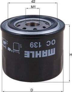 Масляный фильтр Mahle для Nissan Micra K10 1982-1992. Артикул OC 139