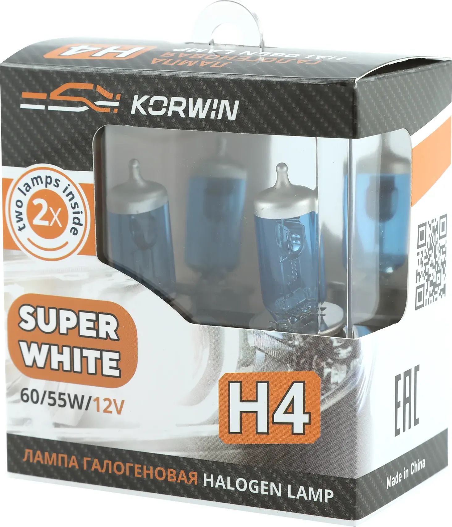 Лампа галогенная (H4 12V 60/55W P43t Super White ) блистер к-т 2шт (Korwin). Артикул KWYN0056
