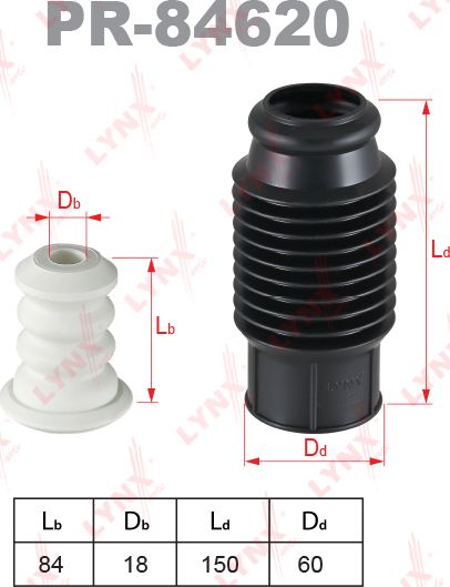 Комплект отбойников и пыльников амортизаторов (стоек) LYNXauto. Артикул PR-84620