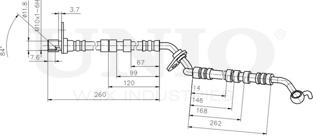 Шланг тормозной (Unio). Артикул BRH-10112