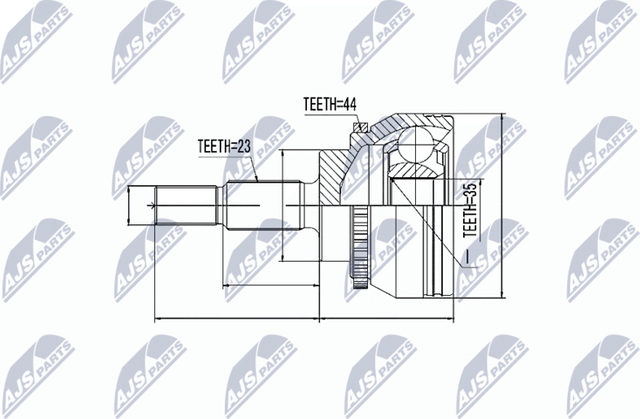 Шрус внутренний (граната) NTY передний для Renault Clio II 2000-2013. Артикул NPZ-RE-031