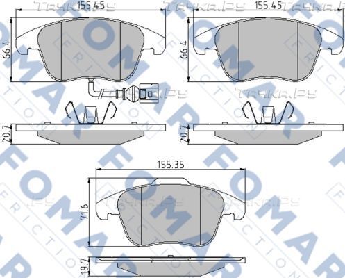 Тормозные колодки Fomar передние для SEAT Alhambra II 2010-2026. Артикул FO 862081