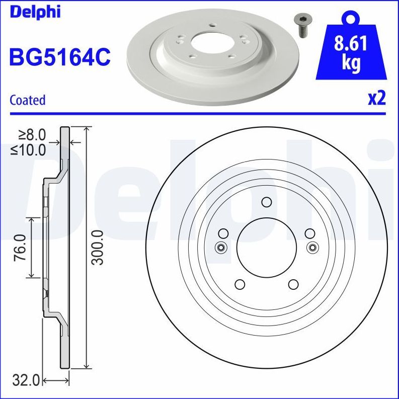 Тормозной диск Delphi. Артикул BG5164C