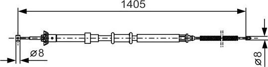 Трос ручника (тросик ручного тормоза) Bosch задний левый для Fiat Panda II 2003-2009. Артикул 1 987 477 927