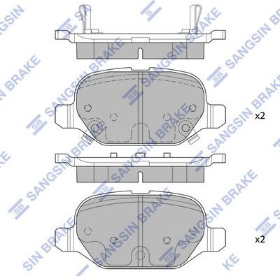 Тормозные колодки Sangsin Hi-Q задние для Fiat Panda III 2012-2026. Артикул SP4151