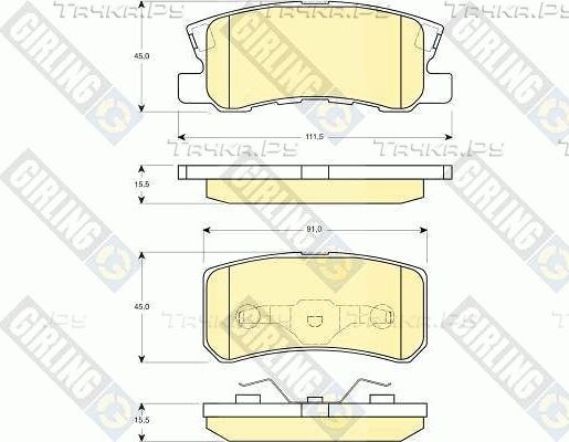 Тормозные колодки Girling задние для Mitsubishi ASX I 2010-2026. Артикул 6132479
