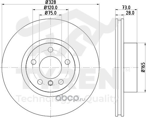 Тормозной диск (Tyren). Артикул TYR1021821
