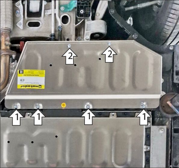 Защита алюминиевая Мотодор усиленная для силовых проводов Voyah Dream в комплектации PHEV Long Range 2021-2026. Артикул 348607