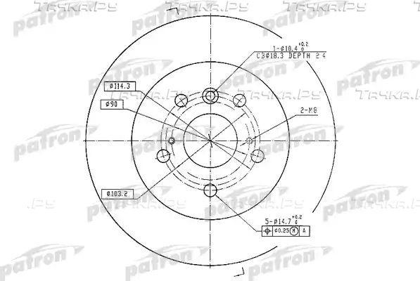 Тормозной диск Patron задний для Toyota Camry 30 (V30, XV30) 2001-2006. Артикул PBD7005