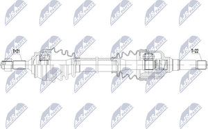 Полуось (привод в сборе, приводной вал) NTY передняя левая для Chevrolet Aveo I 2008-2012. Артикул NPW-DW-043