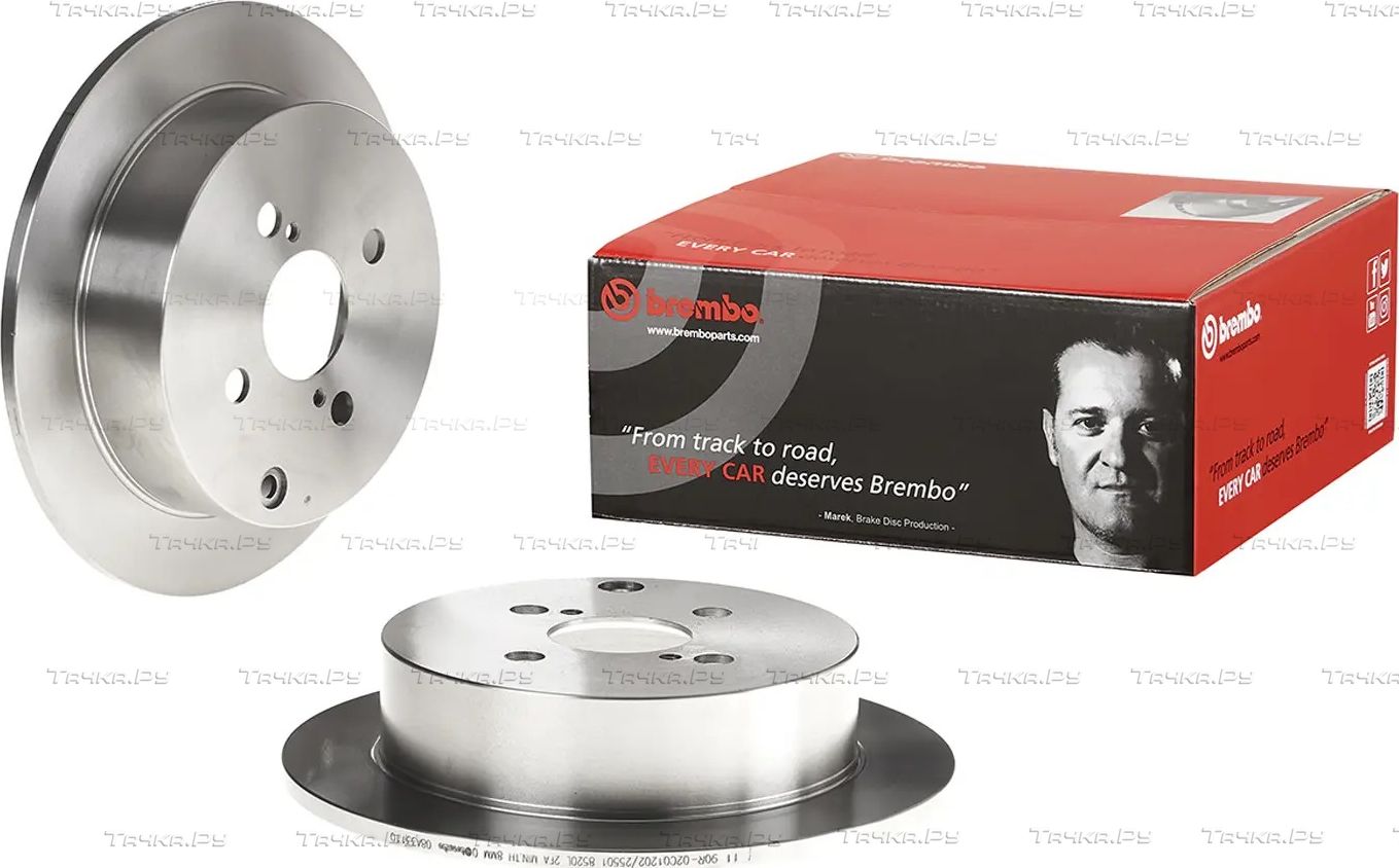 Тормозной диск Brembo задний для Toyota Corolla E120, E130 2001-2008. Артикул 08.A331.10