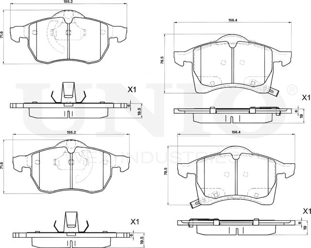 Колодки тормозные дисковые, комплект (Unio). Артикул BRP-20338