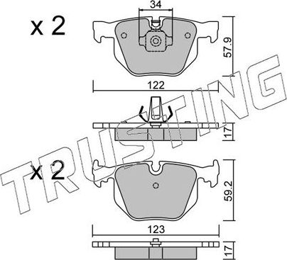 Тормозные колодки Trusting задние для BMW 7 IV (E65/E66) 2001-2008. Артикул 577.0