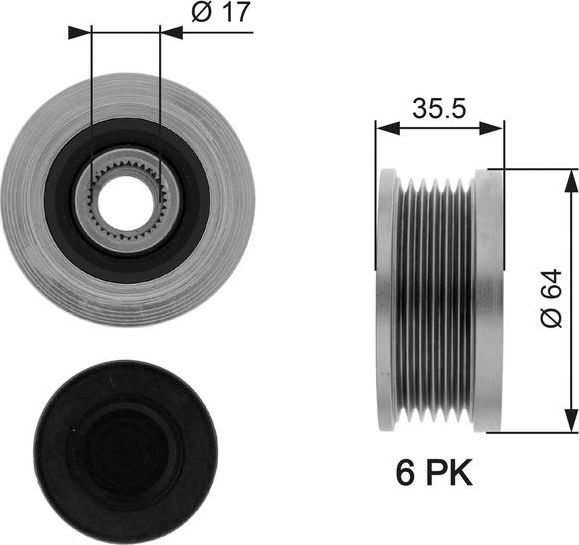 Муфта генератора обгонная Gates DriveAlign®. Артикул OAP7073