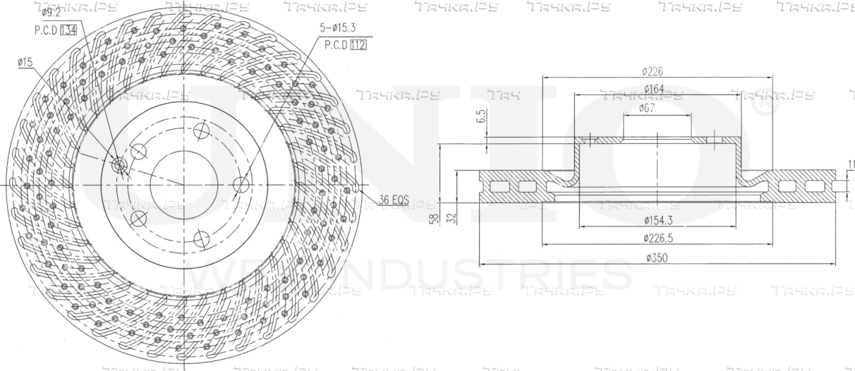 Диск тормозной (Unio). Артикул BRD-20446