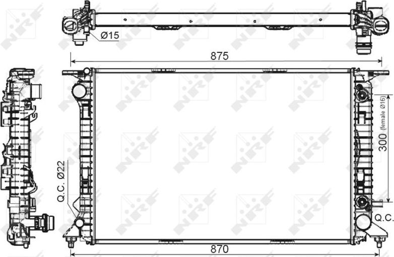 Радиатор охлаждения двигателя NRF (алюминий). Артикул 53116