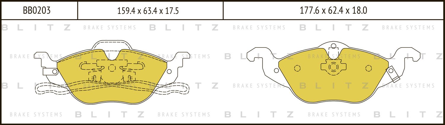 Колодки тормозные дисковые передние (Blitz). Артикул BB0203