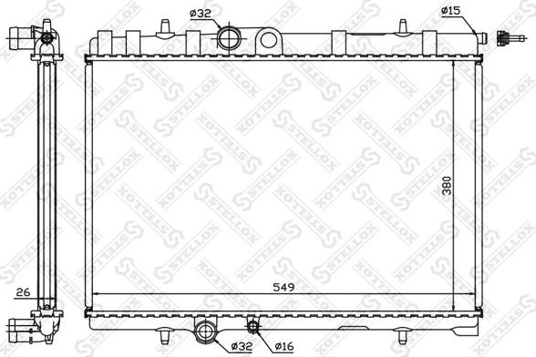 Радиатор охлаждения двигателя Stellox для Citroen C4 I 2007-2008. Артикул 10-25064-SX