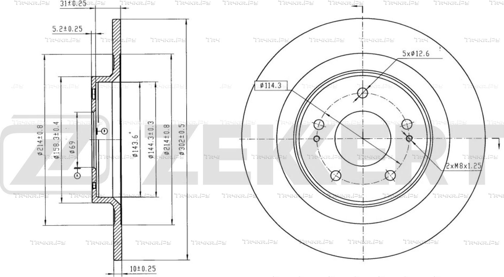 Тормозной диск Zekkert. Артикул BS-5835B