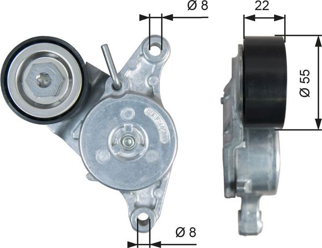 Натяжной ролик (натяжитель) приводного клинового зубчатого ремня Gates DriveAlign® для MINI Paceman R61 2012-2016. Артикул T39392