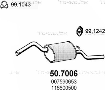 Глушитель Asso для Skoda Favorit 1991-1997. Артикул 50.7006