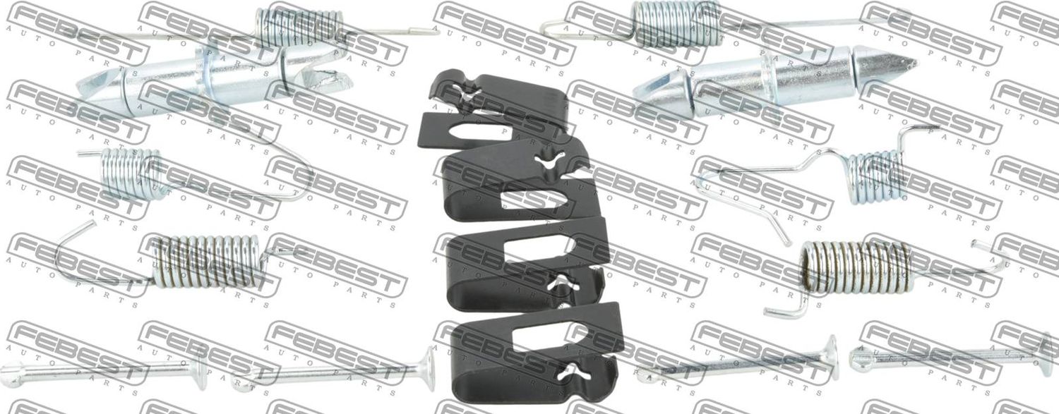 Монтажный комплект барабанных колодок Febest. Артикул 0204-F15ER-KIT