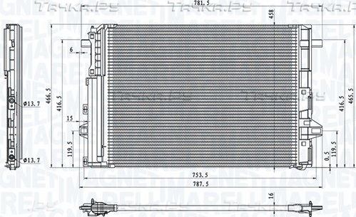 Радиатор кондиционера (конденсатор) Magneti Marelli. Артикул 350203758000