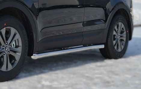Защита порогов RusStal труба d63 (вариант 1) для Hyundai Santa Fe II 2010-2012. Артикул HST-0007691