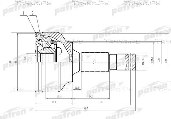 Шрус наружный (граната) Patron для Peugeot 807 I 2002-2014. Артикул PCV1469